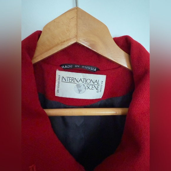 Vintage Red Wool Coat Long Maxi Trench - Picture 7 of 12